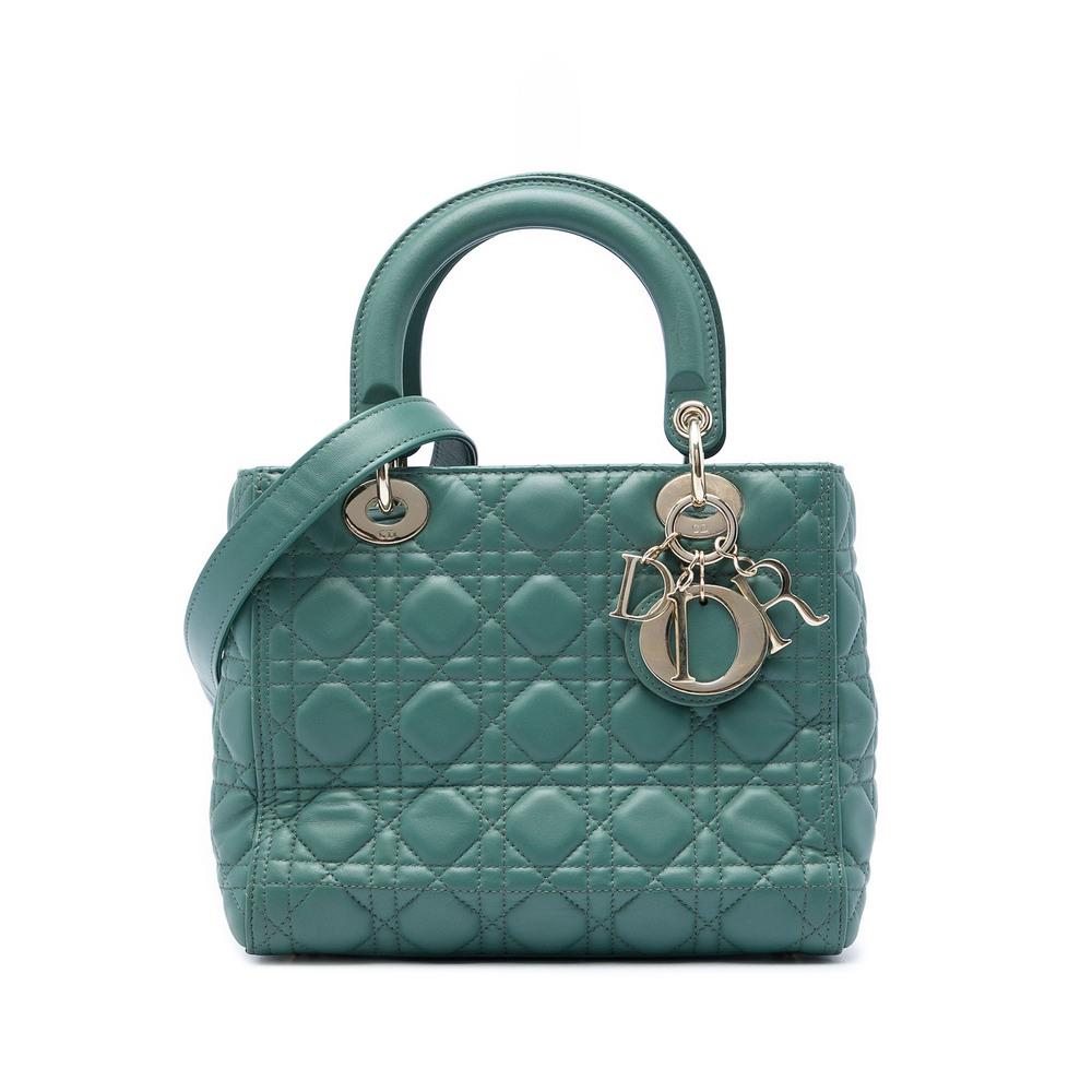 Pre-Loved Dior Medium Lambskin Cannage Lady Dior
